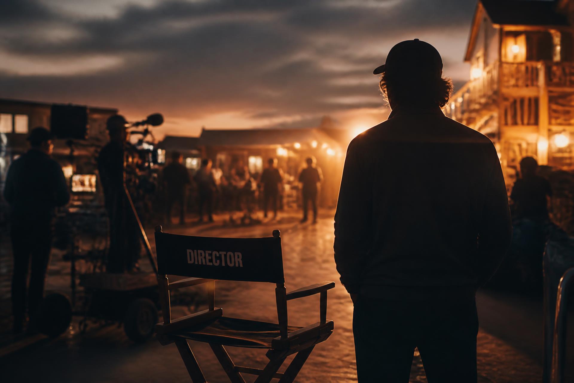Cinematic production set silhouette